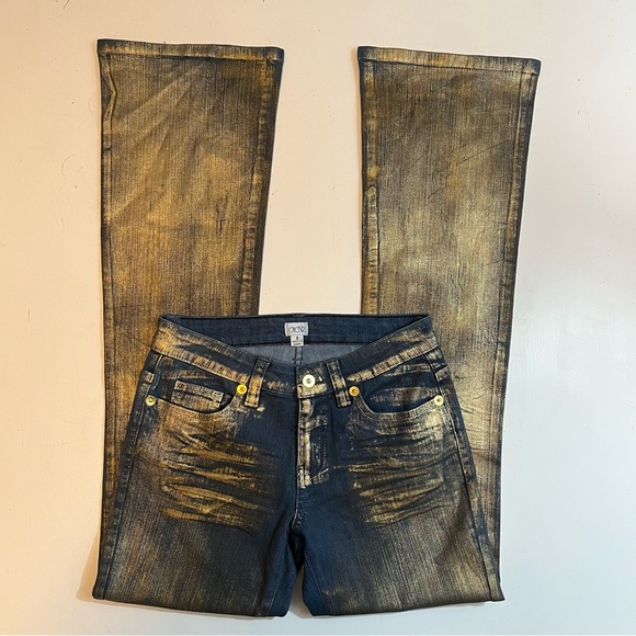 Cache Denim - Cache’ Vintage Gold Painted Bootcut Jeans - Size 2